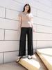 Yun18 Summer Maternity Wide-Leg Pleated Pants - Breathable Belly Support