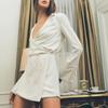 Elegant bodycon sexy Women's dress for women 2022 summer long sleeve V-neck mini dresses woman robe femme ladies vestidos mujer