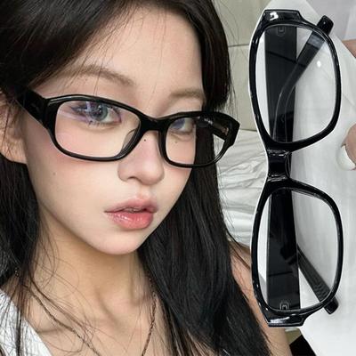 Retro Narrow-framed Glasses for Men Women Y2K Red Black Frame Anti-blue Light Eyeglasses Spicy Girls Decorative Optical Glasses