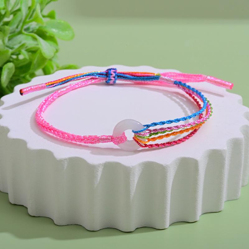 Dragon Boat Festival Iridescent Ping’an Buckle Handmade Bracelet for Children - Five-Color Rope Gift