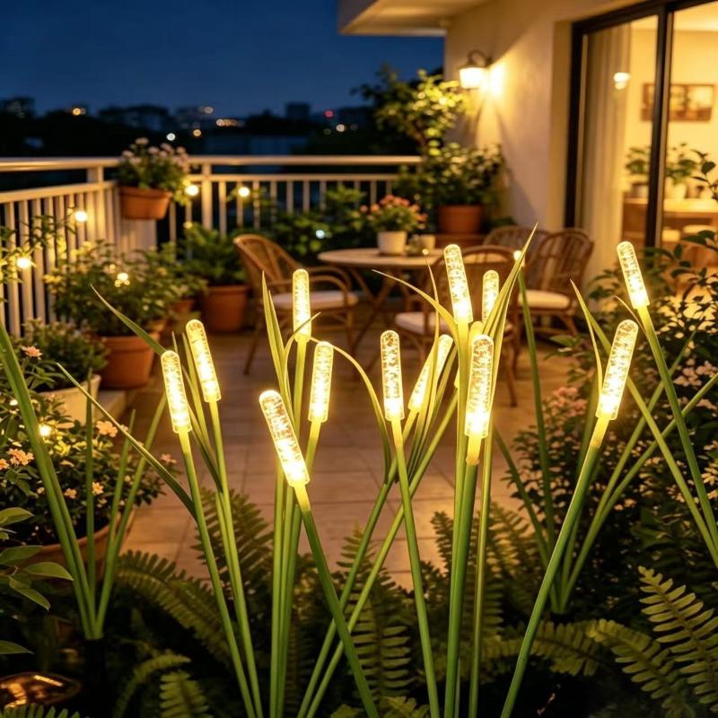 LED Solar Reed Garden Lights Outdoor Waterproof Swaying Decorative Lamp Outside Landscape Lighting For Patio Yard Pathway