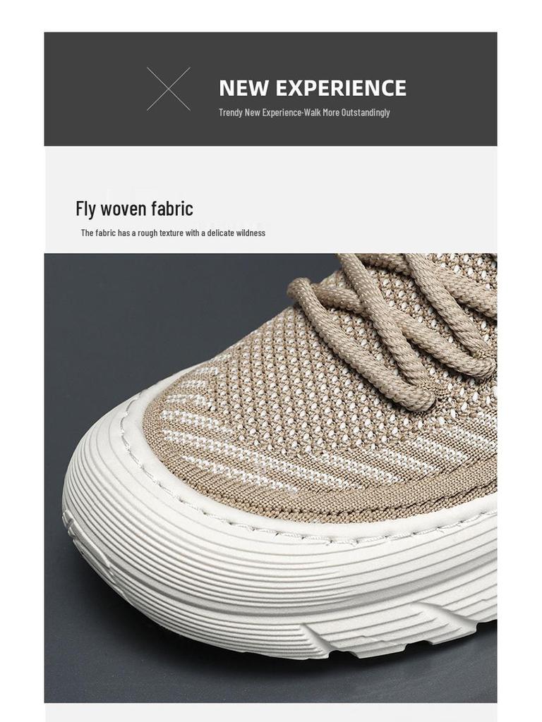 Letnie męskie oddychające sneakersy z siateczki – wszechstronne buty casualowe do biegania na grubej podeszwie w stylu koreańskim
