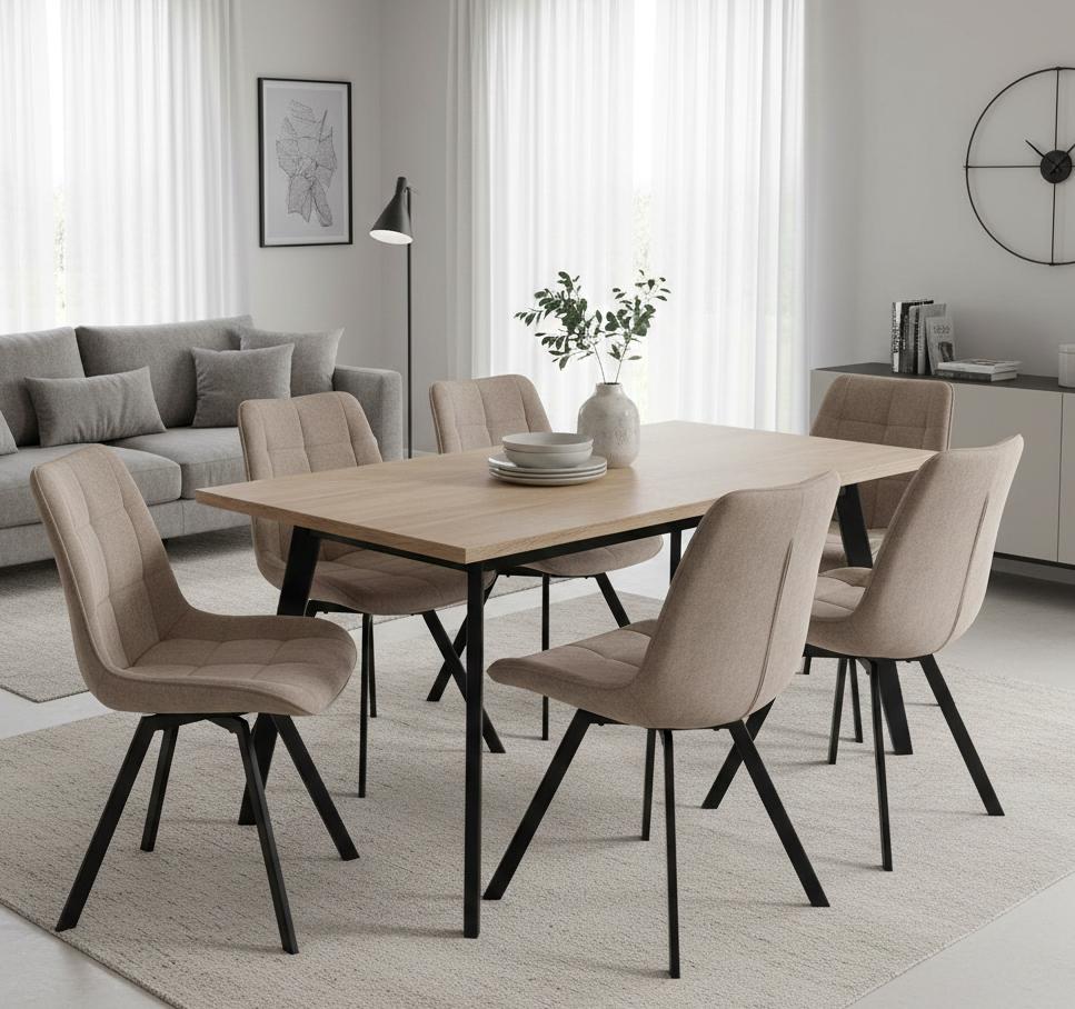 PANKO 2 Upholstered Swivel Chair, Light Beige Fabric