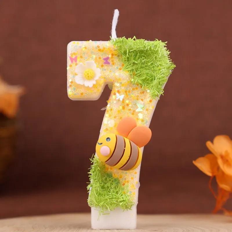 Number Birthday Candle with Bowknot Design Cake Decoration for Children Girls Baking Party Supplies