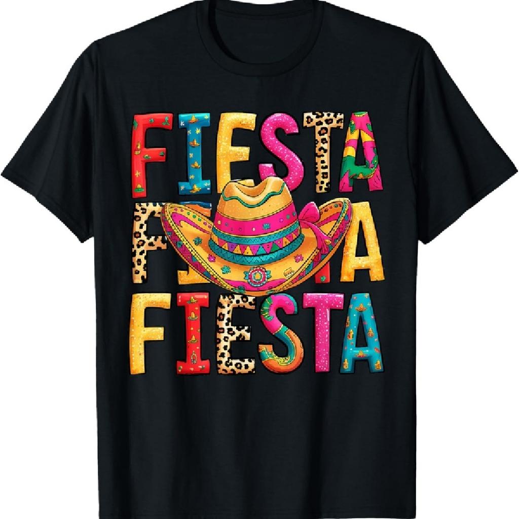 Niedlicher Leopard Fiesta Sombrero Hut Lustiges Cinco De Mayo Damen T-Shirt