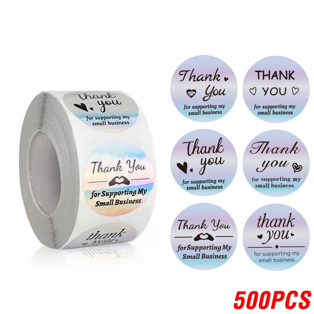 500pcs Rainbow Laser Thank You Stickers 1inch Small Business Stickers Adhesive Labels for Boutiques Wrapping Supplies