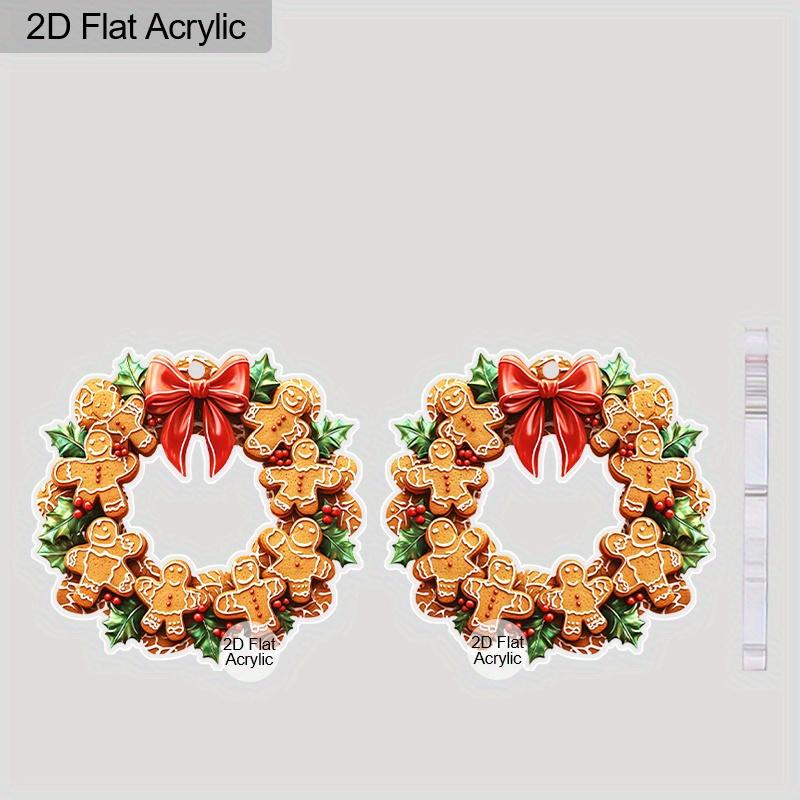 2D Flat Christmas Gingerbread Bell Wreath Dangle Earrings, Lightweight Acrylic Material,  Ideal for Party Gifts, Jewelry, and Christmas Gifts.