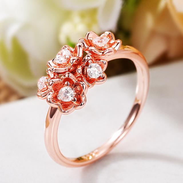 

Новое нежное кольцо с цветком для женщин, цвет розового золота, блестящий кубический цирконий, вечерние кольца на палец, повседневное стильное ювелирное изделие для девочек, новинка 10