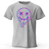 Neon Melting Smiley Face Highquality Pure Cotton Short Sleeved Men Loose Oversized Comfortable Sports Tshirt Street Casual Top