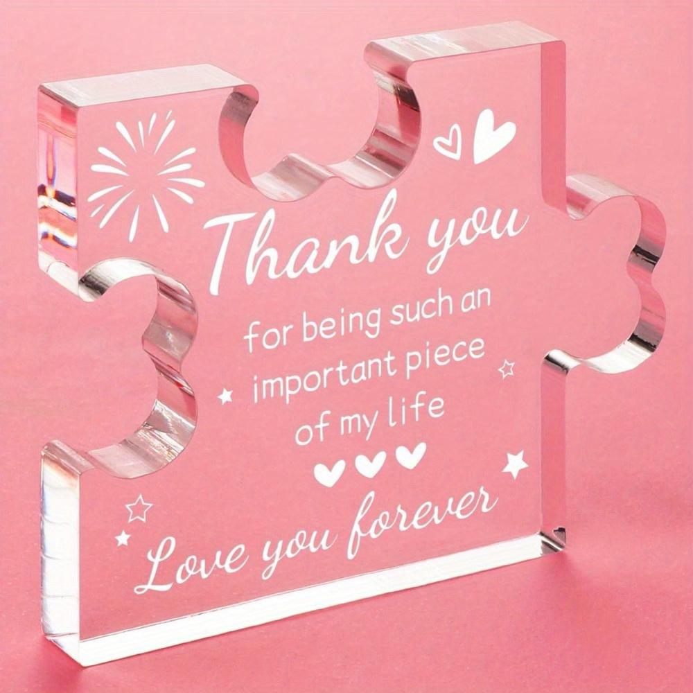 

Thank You Puzzle Plaque. Acrylic desk decor for friends, coworkers & teachers. чистый