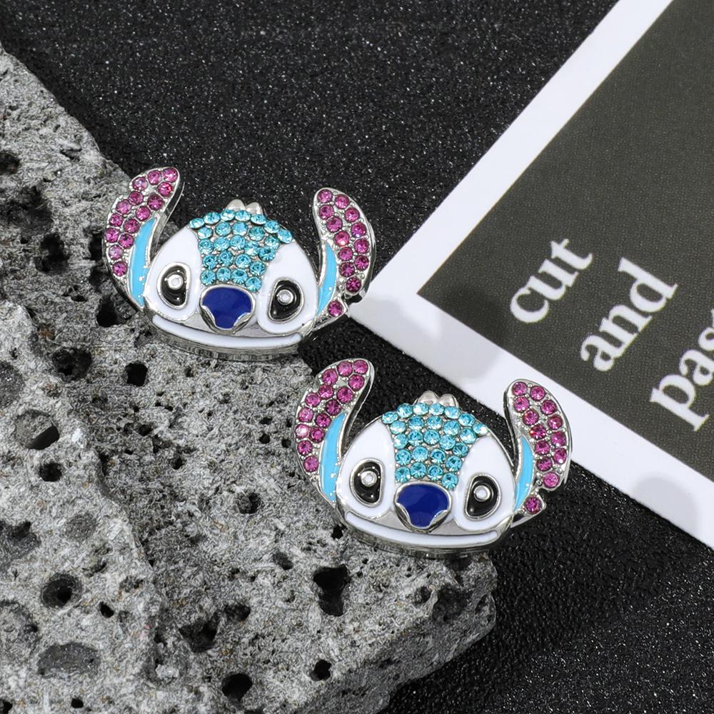 Cute Stitch Cartoon Pendant Necklace Jewelry Personality Sweater Chain with Filled Rhinestones for Women Gift
