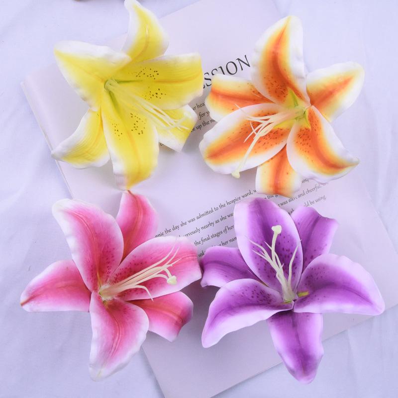 20 Stück Künstliche Lilienblütenköpfe 3D-Druck Real Touch Lilienköpfe für DIY Blumendekoration