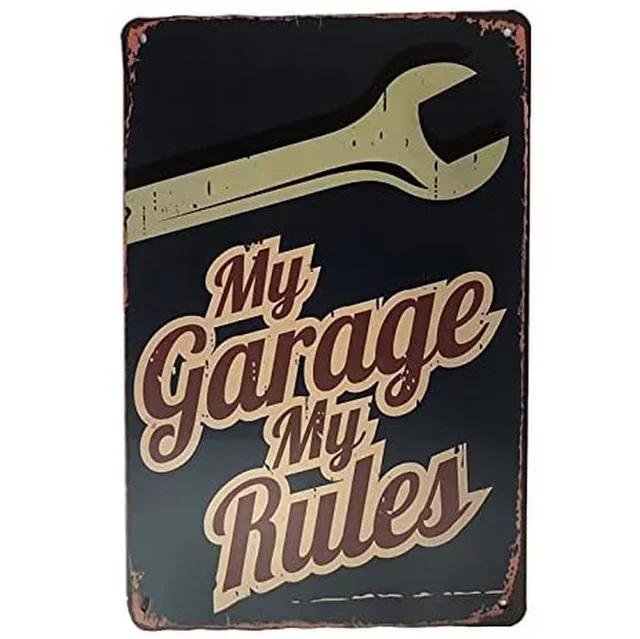 Vintage Metal Tin Signs  My Garage My Rules  Retro Wall Decor Plaque for Game Room Cafe Garage Club Bar Pubs  Iron Painting Deco
