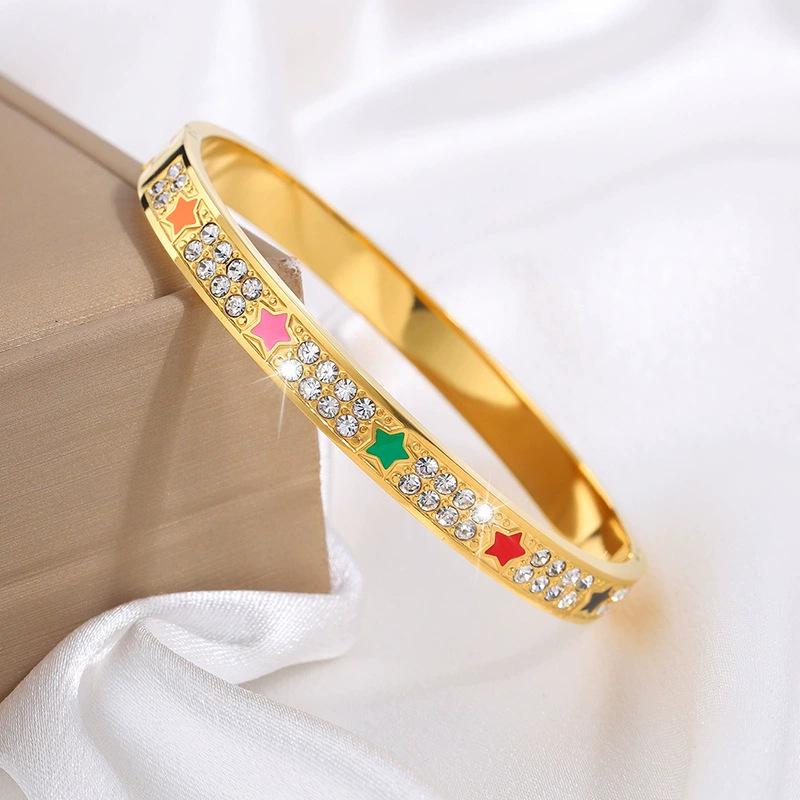 Starry Sky Women's Titanium Steel Bracelet - Non-Fading, Versatile, Full Diamond Stainless Steel, High-End Silver Fashion Accessory