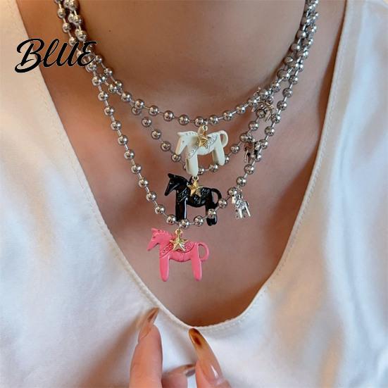 Horse Lover Gift Coated Pendant Necklace Bright Color Cute Charm