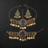 Fashionable Simulated Turquoise Decor Multi Layer Chain Design Women Headwear For Travel Souvenirs