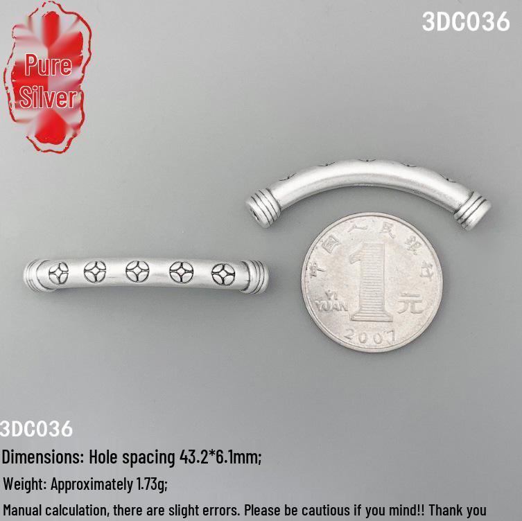 S999 Sterling Silver & Copper Fortune-Attracting Curved Tube 3D Bracelet, Retro Hand-Woven DIY Accessory. 3D Hard Silver Sterling Silver 999; Single Price
