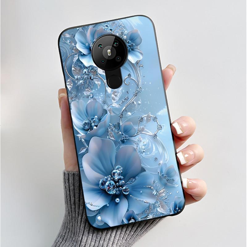 Printing Pattern Case For Nokia 5.3/Nokia 5.4/Nokia 3.4 Coque Soft Silicone Black Shell Cover Cute Flower Cartoon Casing Fundas
