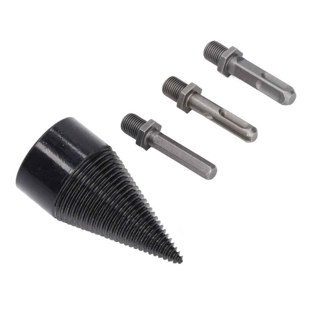 4pcs Hex Shank Log Splitter Bit 3Pcs Removable Shanks Firewood Drill Bit Family Heating