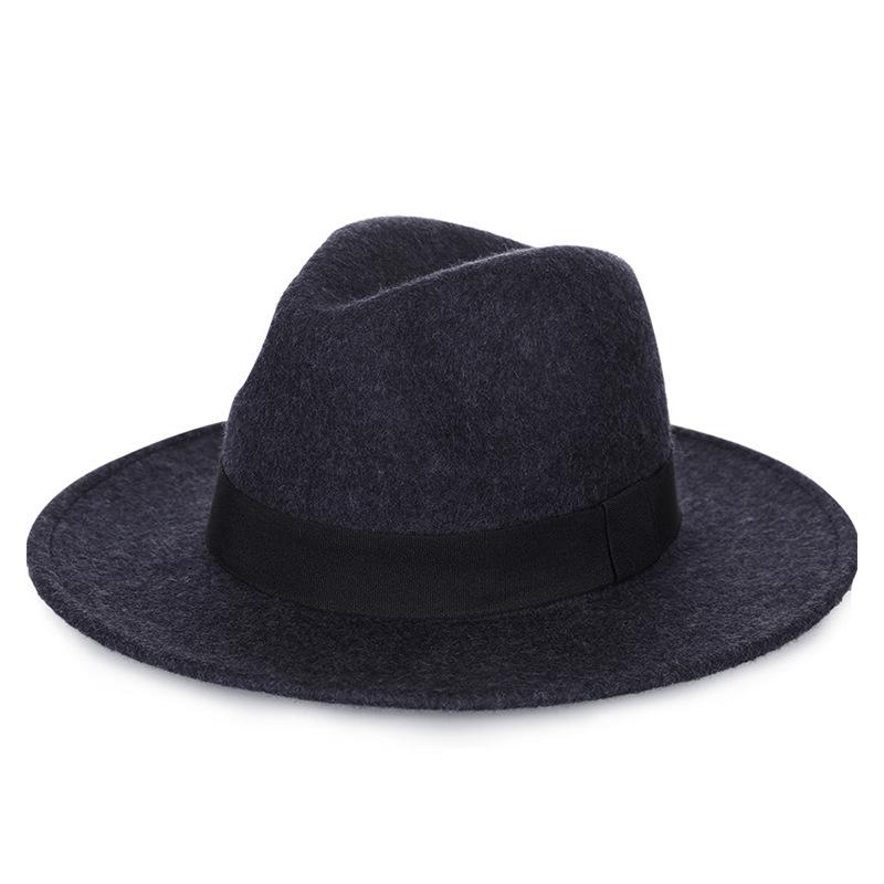 Zylinderhut aus Wolle mit großer Krempe und breiter Kante, Jazzhut, Cowboyhut, britischer Gentleman-Hut, Herbst und Winter, bequemer, modischer, warmer Filzhut