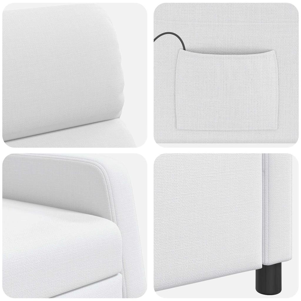 Massage Recliner Chair White Fabric