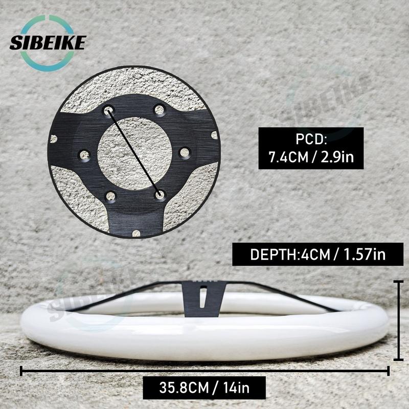 JDM Universal 14inch White Steering Wheel Classic Racing Sports Steering Wheel Car Accessories
