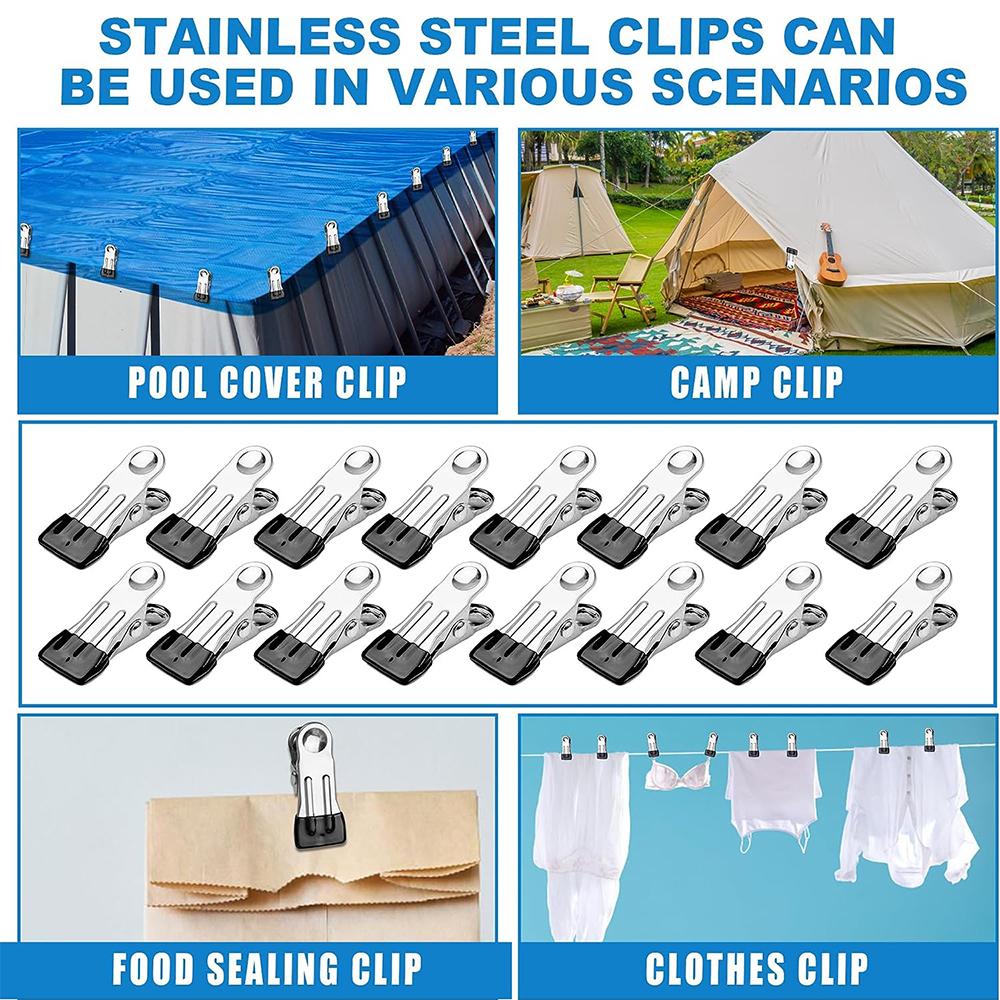 30pcs Stainless Steel Swimming Pool Cover Clips Spring Sealing Clips