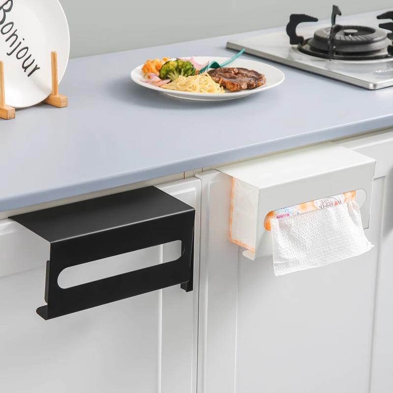 1Pc Iron Material Tissue Box Holder Strong Load-bearing Drill-Free Installation Under Cabinet Holder Paper Towel Holder Kitchen