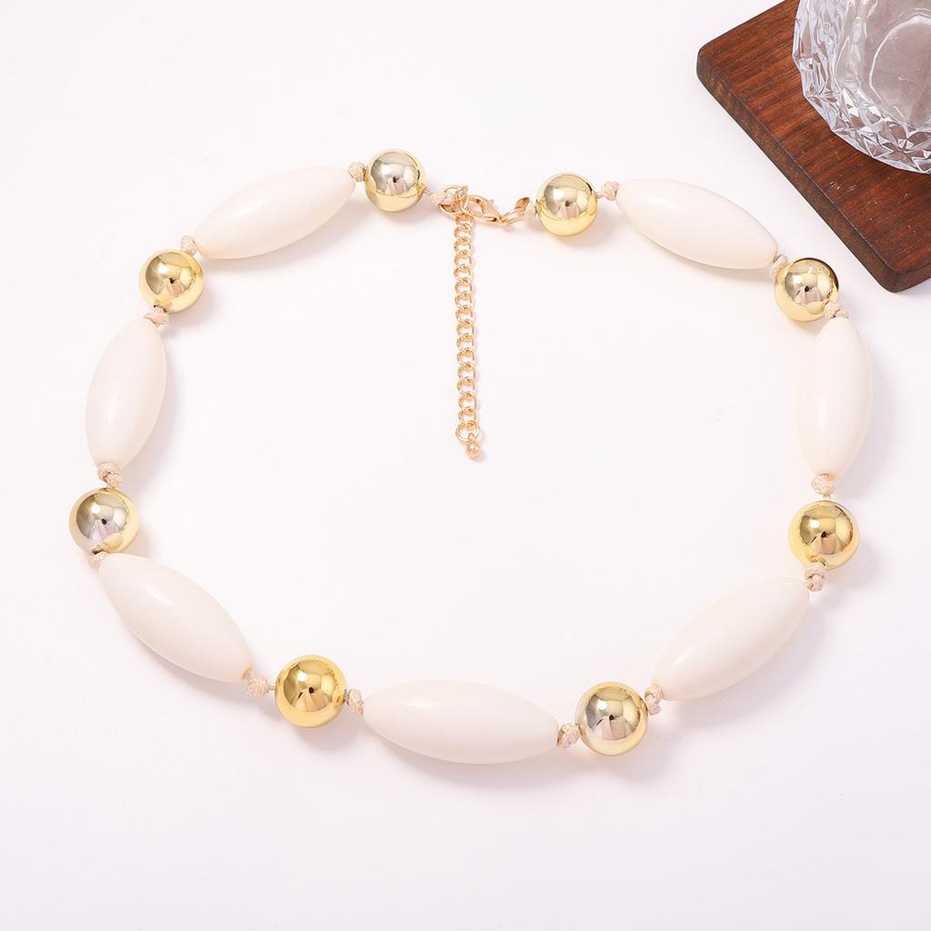 Fashion Summer Trend Dopamine Color Irregular Geometric Beaded Splicing Necklace Cool Vacation Women's