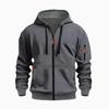 New European and American Spring and Autumn Men's Loose Hoodie Fleece Zipper Sweatshirt Neutral Multi-pocket Top