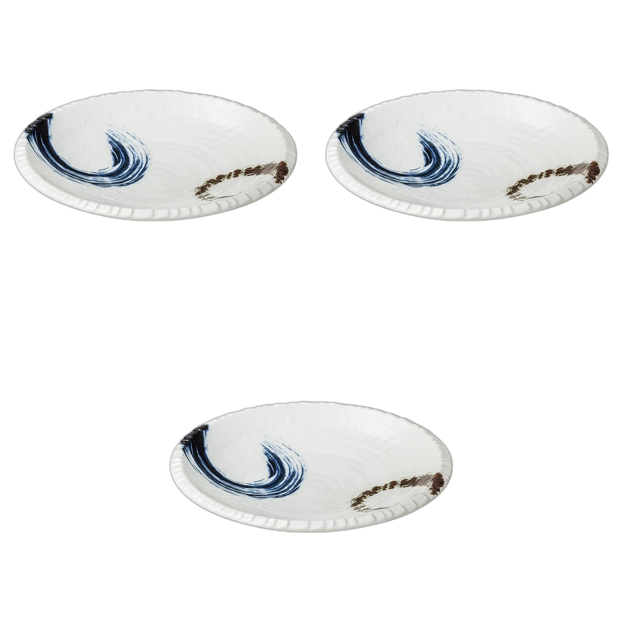 

Set of 3 Dark Brushed Plates x Ceramic Serving Plates by Setomonohonpo [31 5cm]