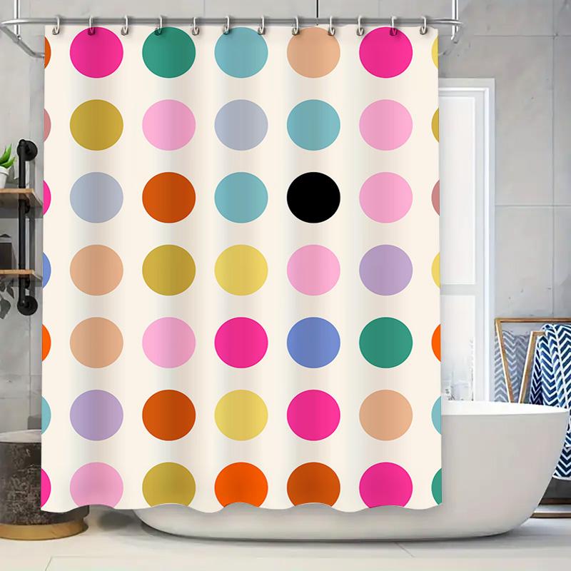 

Colorful Polka Dot Shower Curtain Set For Bathroom Decor Multicolor Circular Pattern Plastic Hooks Included 72 X 72 White Base F W60H190(CM)-1 Pcs