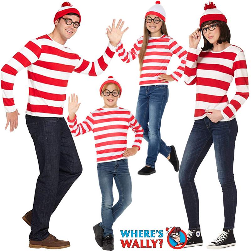 Wally Striped Wheres Top Cosplay Costume Halloween Party Props Kids Gift Adults
