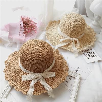 Summer Straw Hat Women's Handmade Large Edge Folding Beach Lace Versatile Sunscreen Sunshade Sun Hat Summer