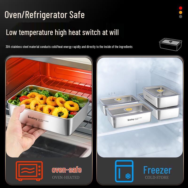 304 Stainless Steel 2-Layer Square Insulated Food Prep Container with Lid