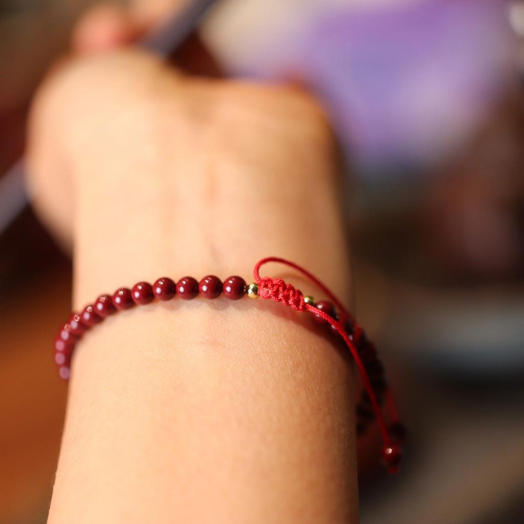 Natural Cinnabar Red Rope Bracelet Hand-knitted Lucky Design Simple Style Daily Casual Fashion Hand Jewelry Accessories