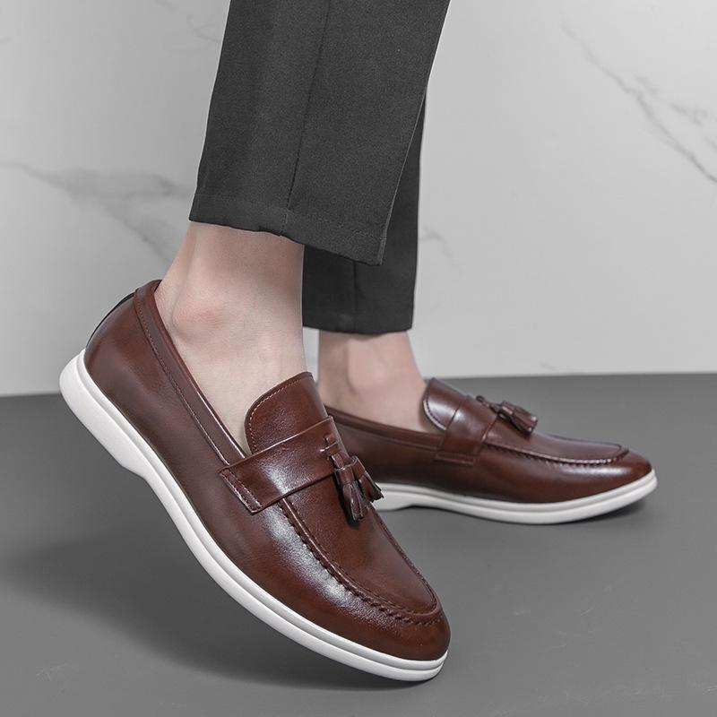 Men's Trendy Versatile Leather Tassel Loafers - Slip-on Business Casual Driving Moccasins (Large Sizes Available)