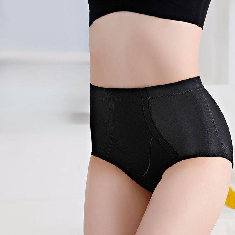 Women's High-Waisted Tummy Control Butt Lifting Underwear Strong Abdomen Slimming Shaping Waist Trainer Ice Silk Seamless Thin Shapewear Pants