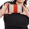 Coach Signature Canvas Zip Wristlet with Orange Stripe & Wrist Strap for Daily Use
