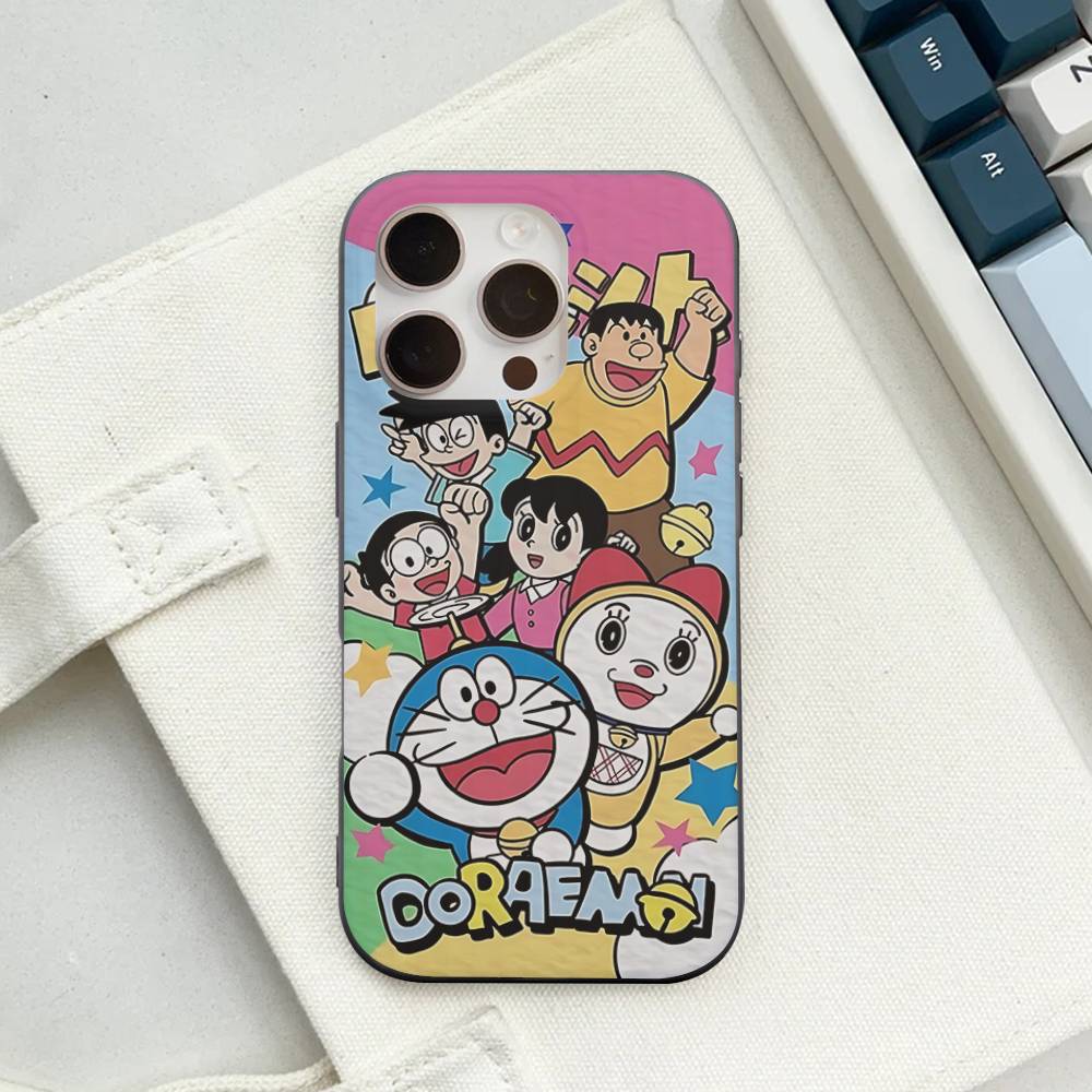 Cartoon D-Doraemons Corrugated Pattern For IPhone 17 16 15 14 13 12 11 16 Pro Max Plus Pro Non-slip Phone Cover