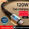 120W Typ-C Schnellladekabel mit intelligenter Farbwechsel-Leuchte – Kompatibel mit Huawei, Honor, Xiaomi, OPPO.