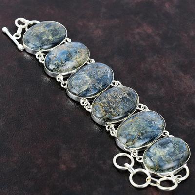 Pulseira de cianita com pedras preciosas, pulseira de prata esterlina 925, corrente ajustável, joias artesanais, presente de noivado, pulseira estilosa