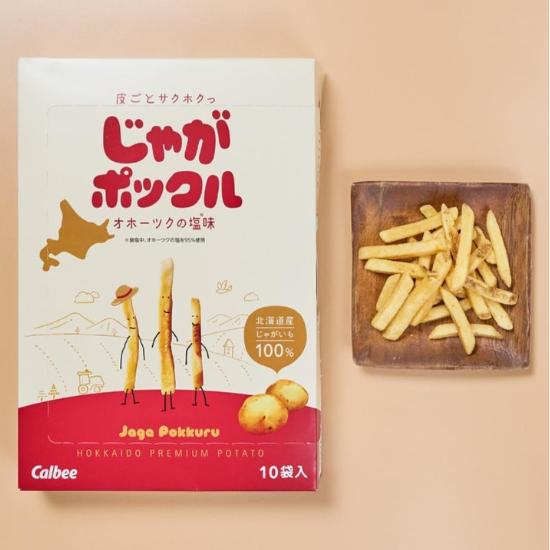 Calbee Jaga Pokkuru Okhotsk Sea Salt Flavor (18g × 10 bags) Large × 1 piece, Hokkaido Limited