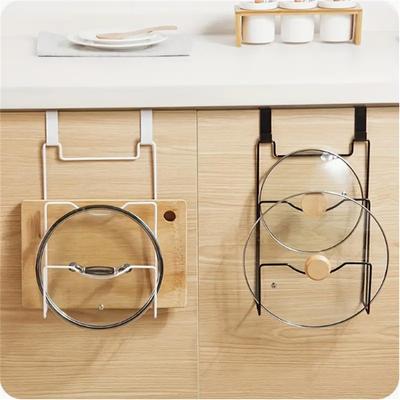 Hanging Kitchen Pot Cover Rack Hole-Free Ware Lid Storage Rack Kitchen Chopping Board Drain Storage Rack Door Kitchen Tools