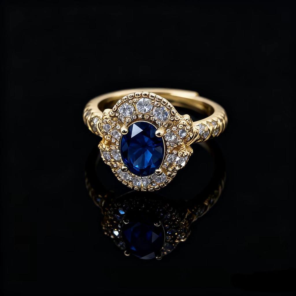 Retro Exquisite Court Style Inlaid with 6 * 8mm Oval Red Corundum Ring, Light Luxury and High-end Sense Versatile Cultivation Color Treasure