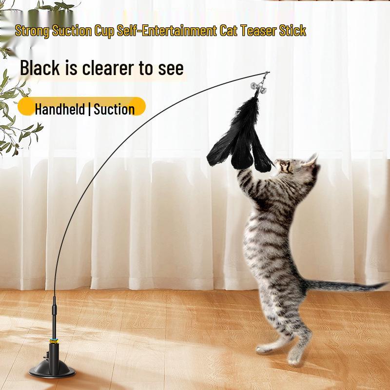 Self-Entertainment Cat Teaser Wand with Suction Cup - Stress Relief Toy for Kittens