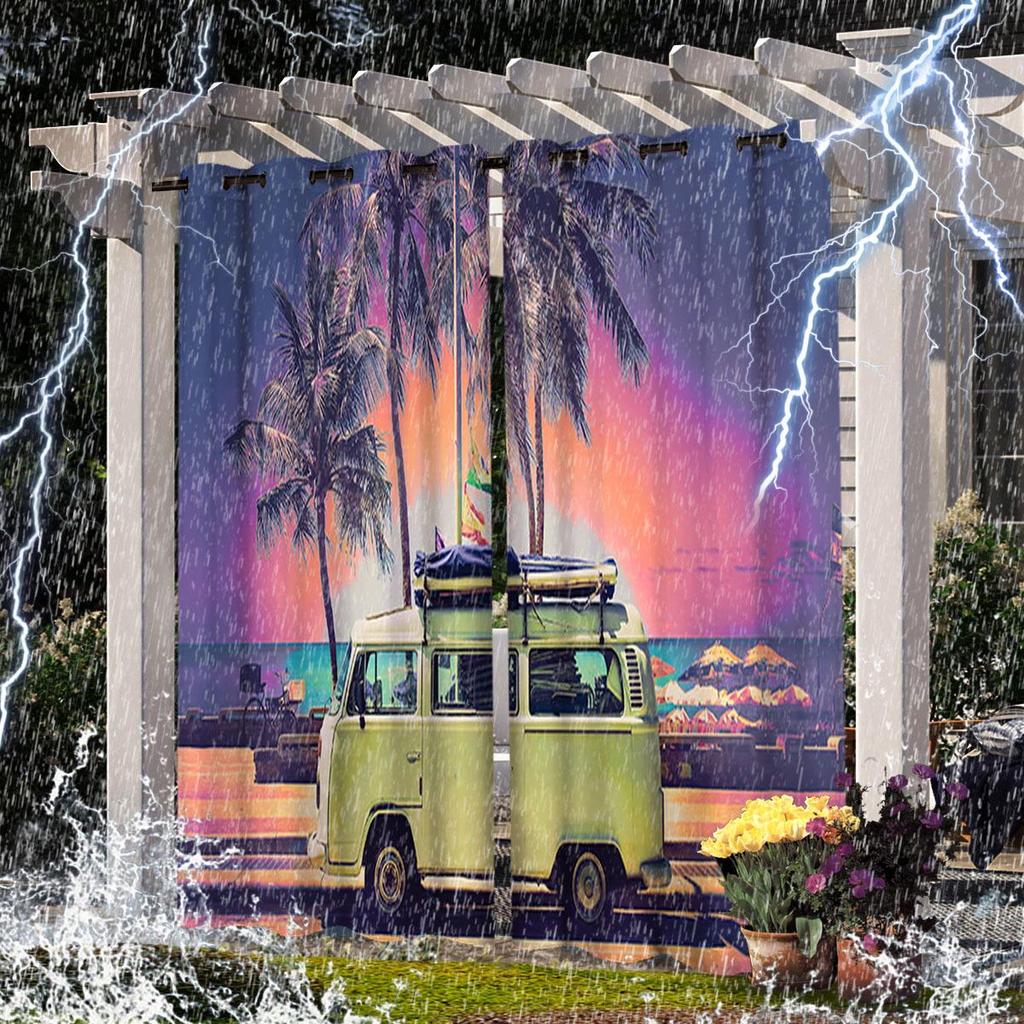 High-Definition 3D Outdoor Scenery Waterproof Curtains for Rainy Days