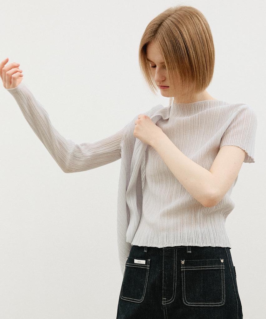 ARTID Cotton Rib Short Sleeve Knit_Light Grey