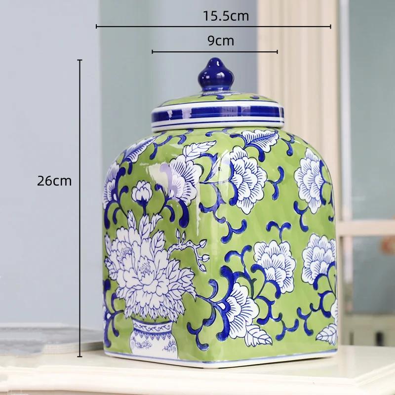 

Ceramic General Jar Flower Vase Storage Tanks Blue and White Decorative Jars Porcelain Crafts Ginger Cans Home Decoration