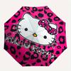 Hello Kitty,Leopard Print Automatic Folding Umbrella-Simple 8-Rib Design, Bright Cartoon Pattern, Durable Iron Frame, Suitable For Travel, O